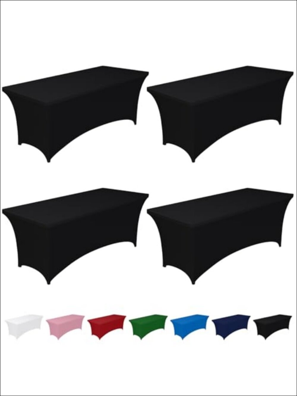 Spandex Tablecloth 6ft 4 Pack Polyester Stretch Fitted Table Cover for Parties